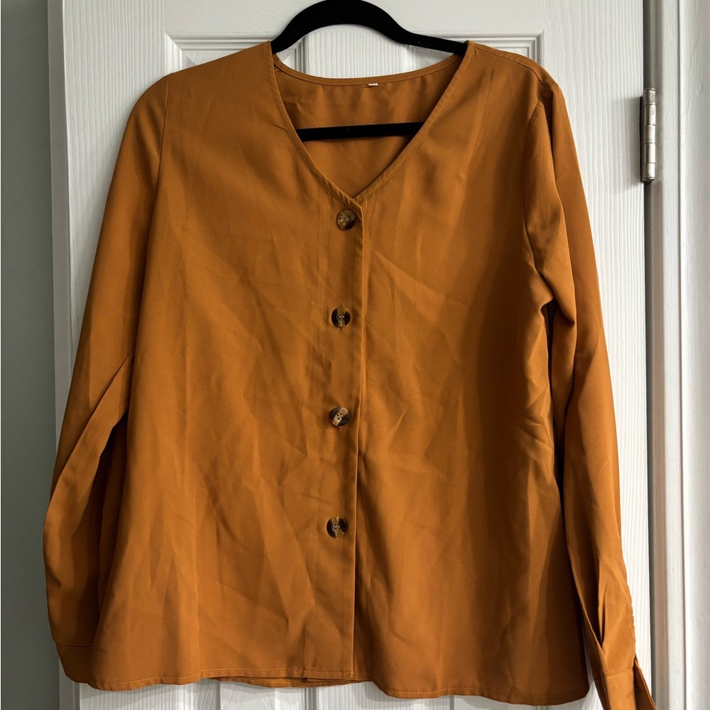 Women's Button-Up Mustard Top